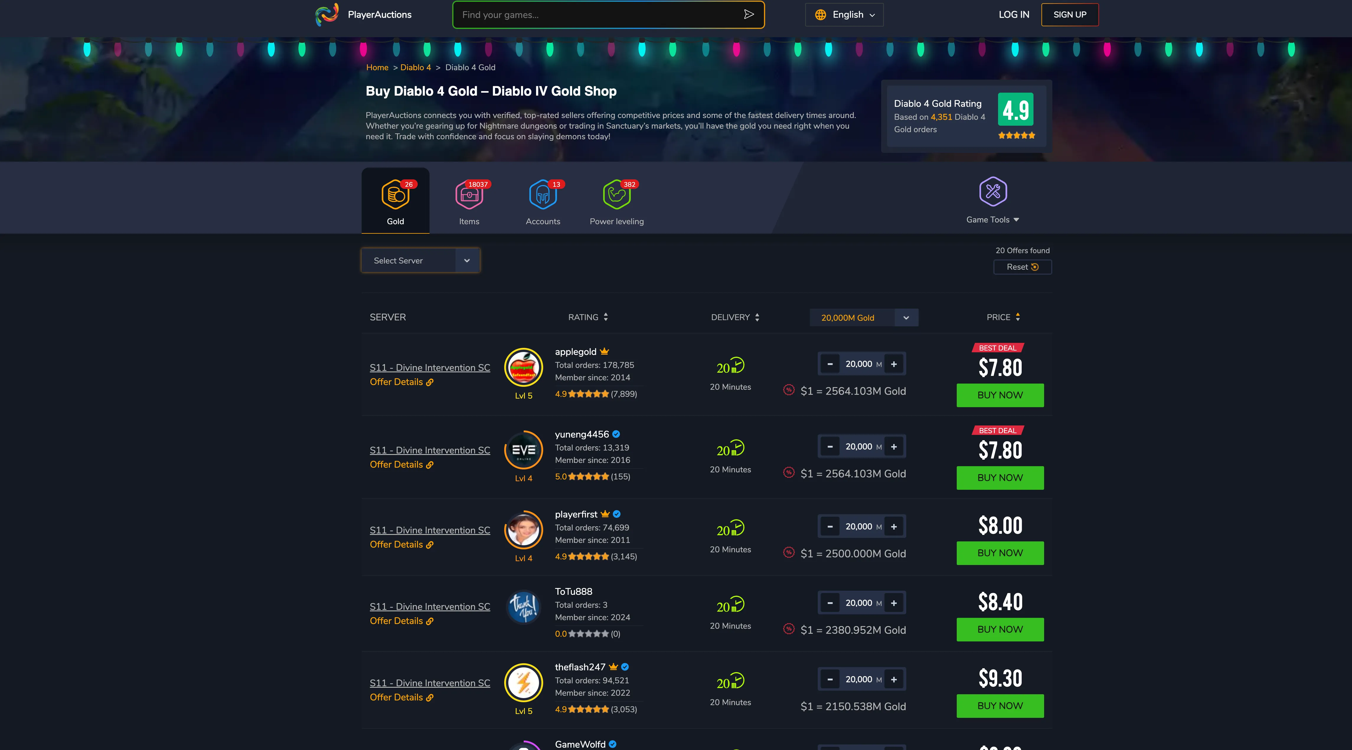 PlayerAuctions diablo 4 gold